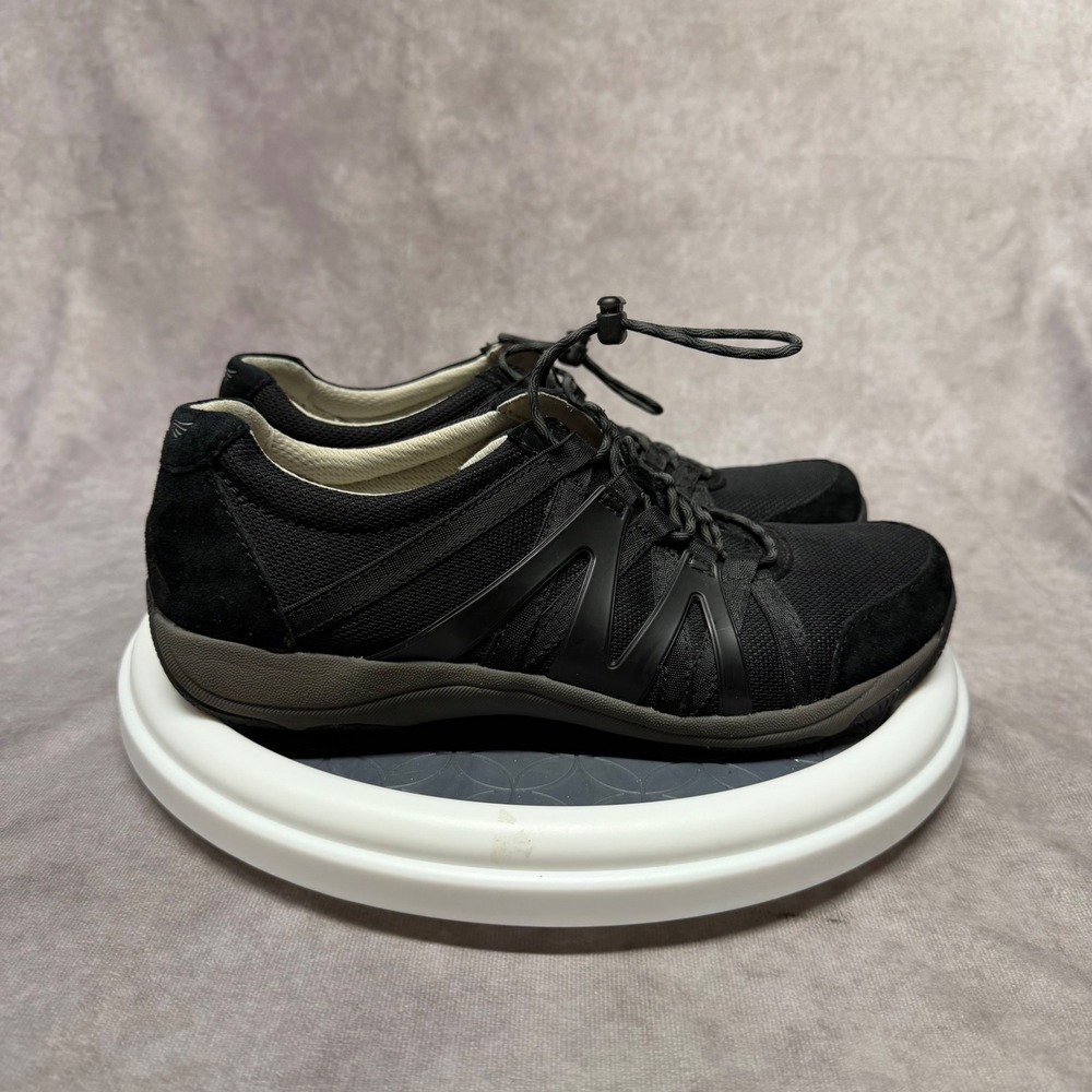 Dansko Harlie Sneaker Womens 39 Black Mesh Suede Bungee Lace Walking Shoes